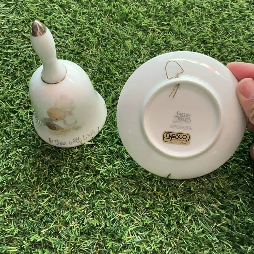 Vintage Precious Moments Mother Figurine Bell Plate Enesco 1978 3 Piece Lot